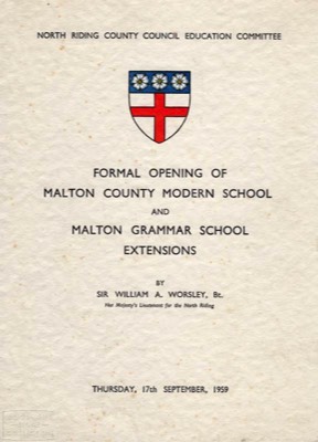  Programme Marking the Opening of New Buildings We have the programme for the opening of the new buildings in September 1959 WS ref: MALWS.2015.1507 