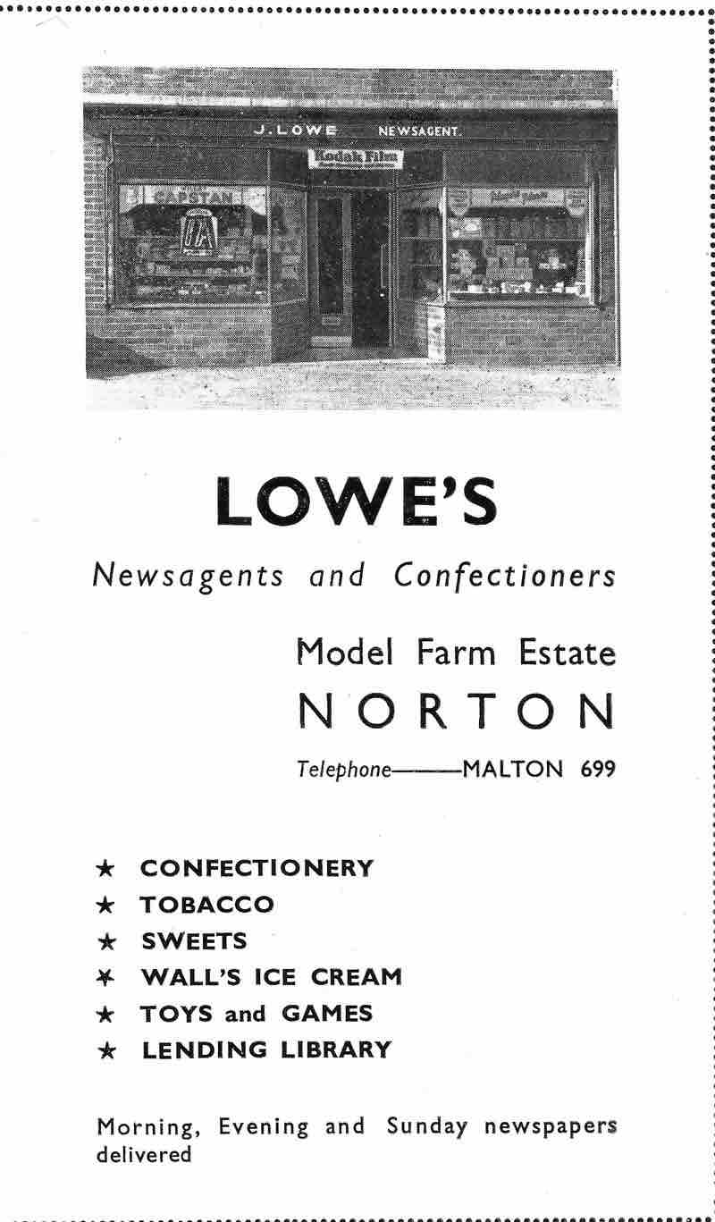 Lowes, newsagent, advertisement