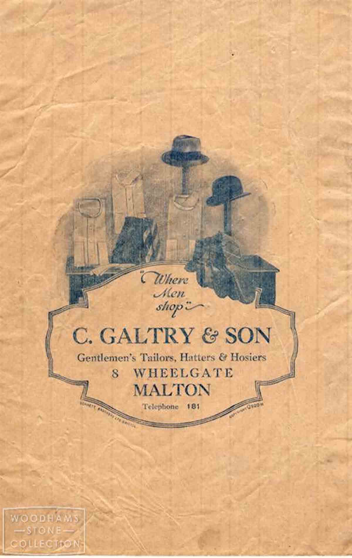 Charles Galtry, tailor etc, paper bag